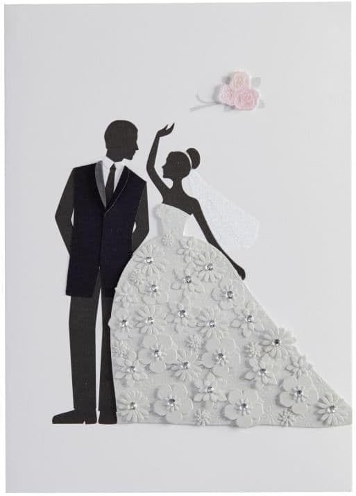 Bride and Groom with Flowers Wedding Card, NIQUEA.D