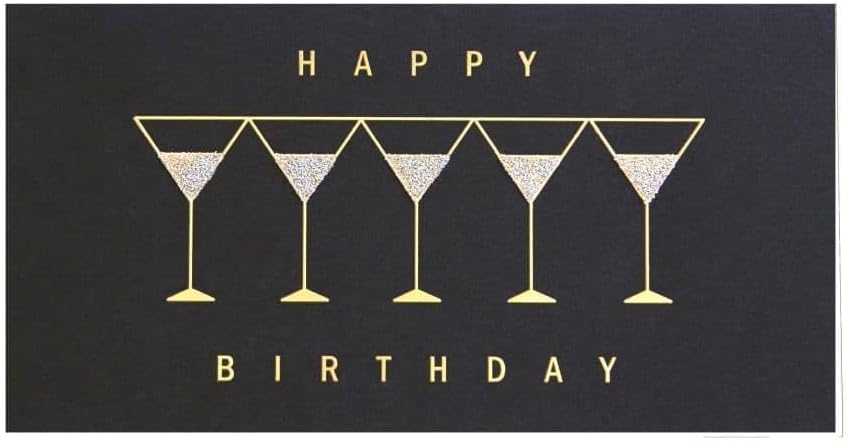 Row of Martinis on Black Birthday Card, NIQUEA.D