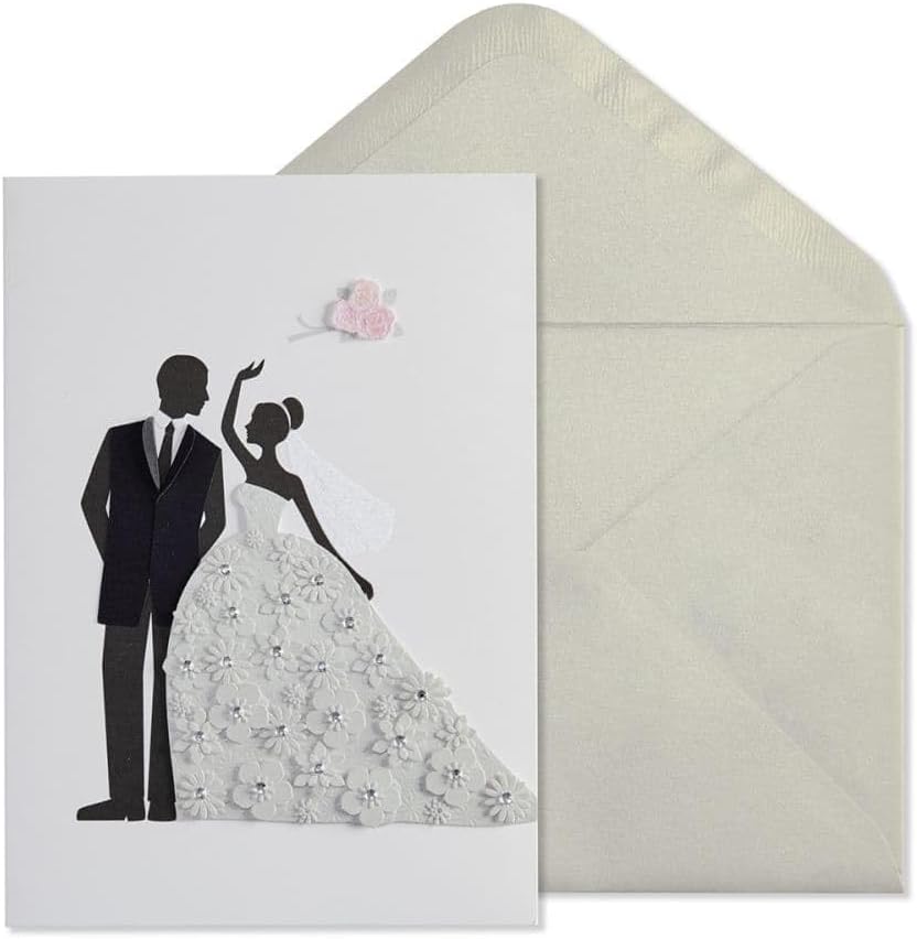 Bride and Groom with Flowers Wedding Card, NIQUEA.D