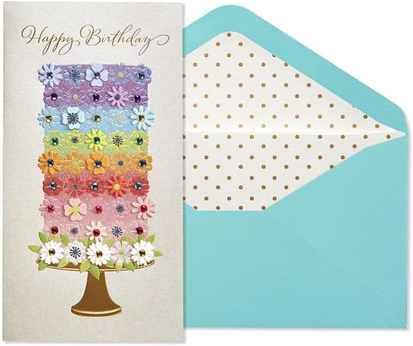 Tiered Flower Cake Birthday Card, NIQUEA.D