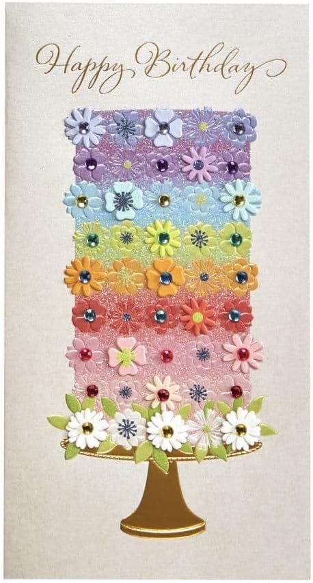 Tiered Flower Cake Birthday Card, NIQUEA.D