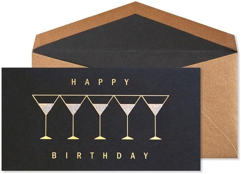 Row of Martinis on Black Birthday Card, NIQUEA.D