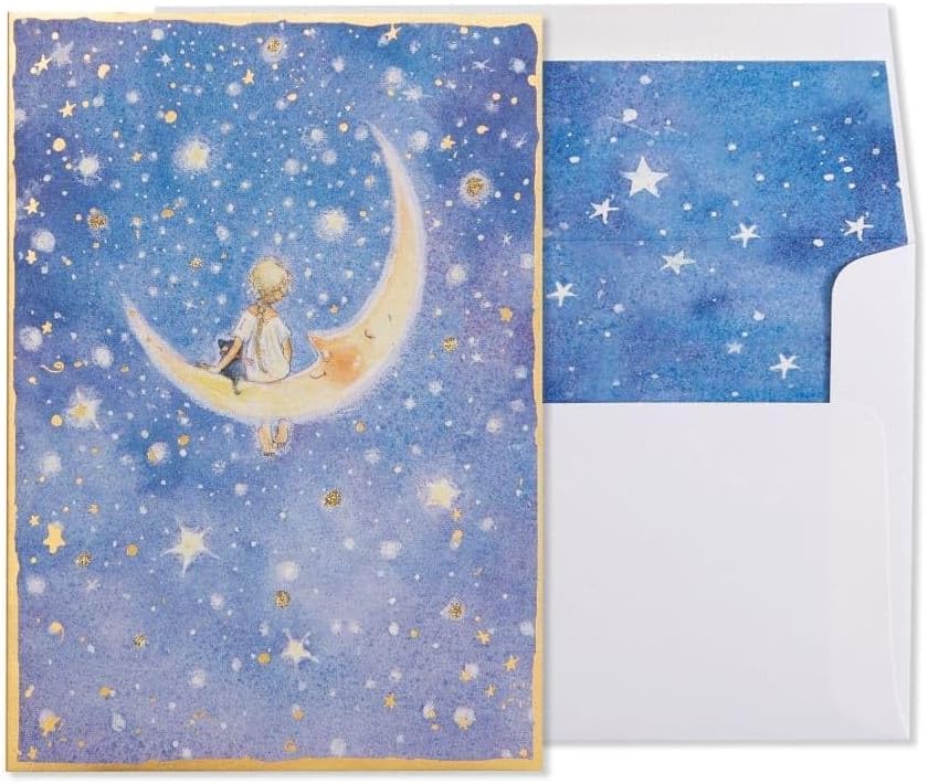 Girl On Moon Birthday Card, NIQUEA.D