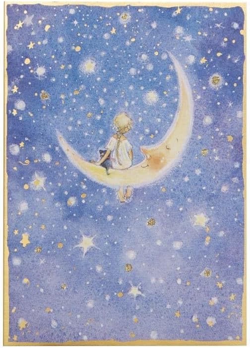 Girl On Moon Birthday Card, NIQUEA.D