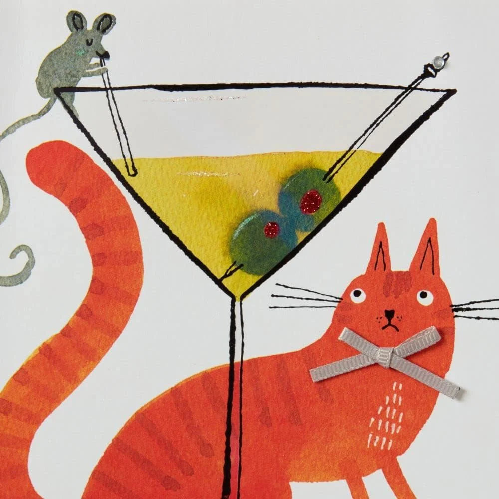 Cat Mouse & Martini Birthday Card, NIQUEA.D