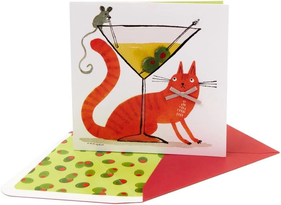 Cat Mouse & Martini Birthday Card, NIQUEA.D